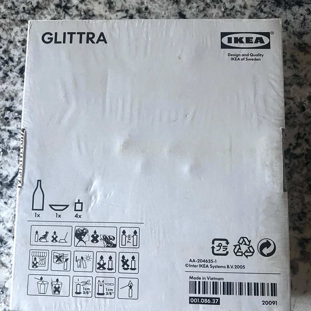 IKEA GLITTRA Black Candle Set -Vase, Candle Holder, 4 Cinnamon Candles - New Box